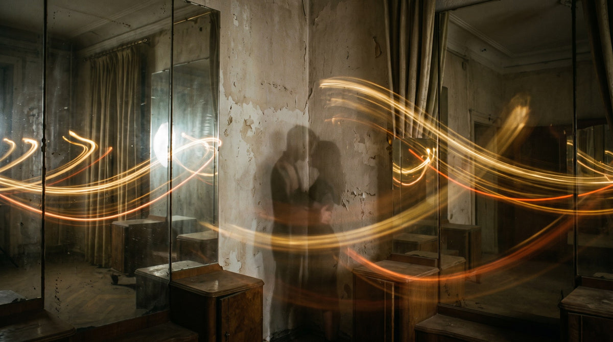 Cinematic Golden Shadow Embrace Art