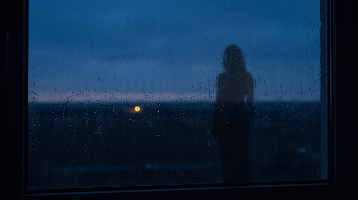 Rainy Window Dusk Silhouette Wall Art