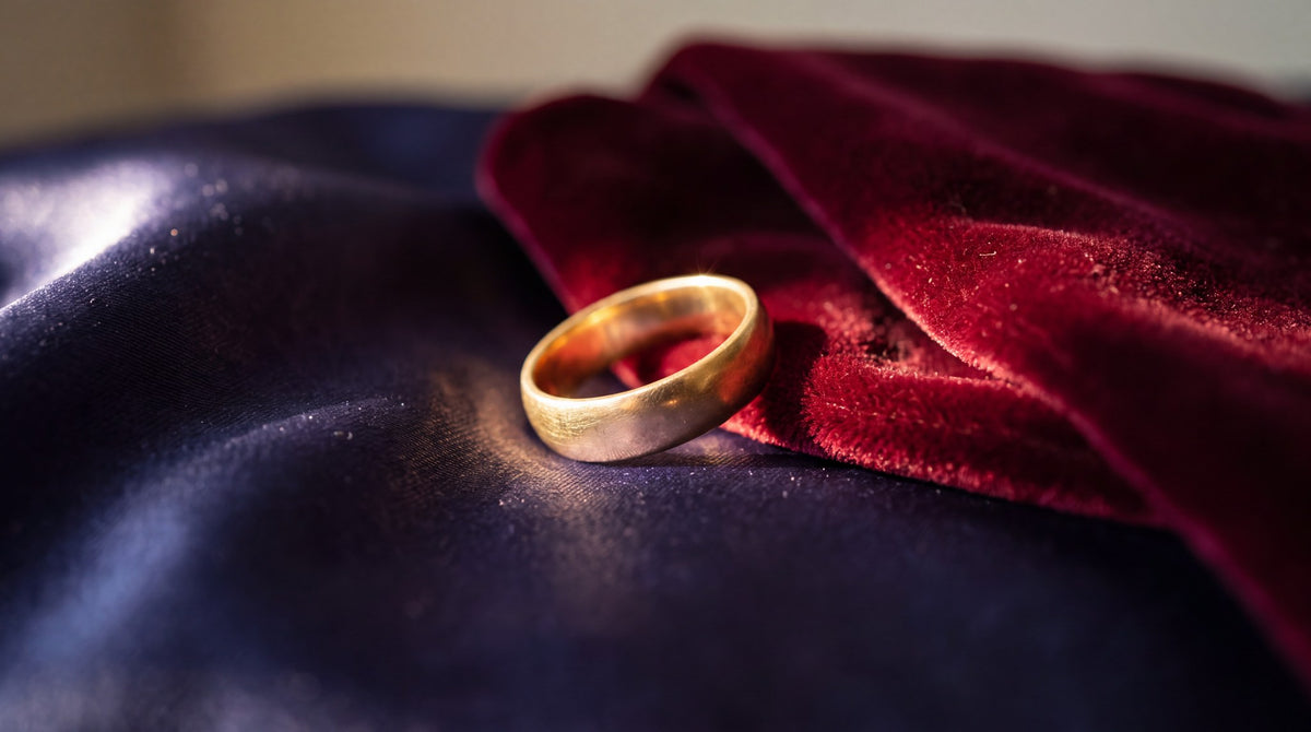 Golden Ring on Velvet - Dark Academia Still Life