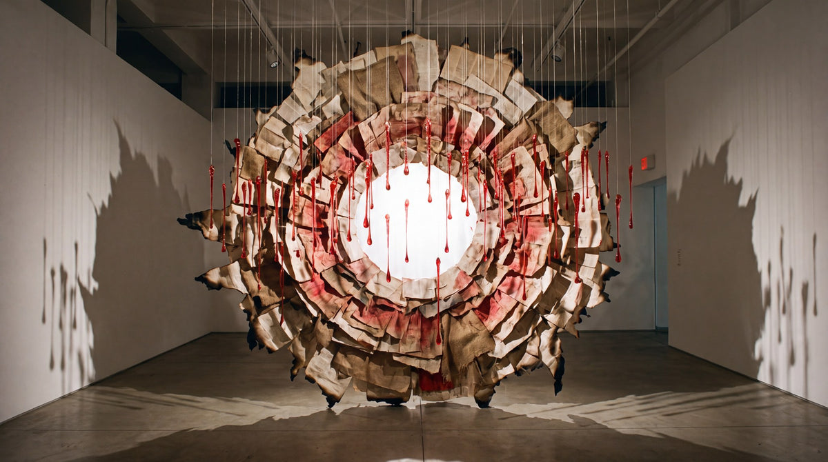 Crimson Portal Suspended Art - Tension & Form