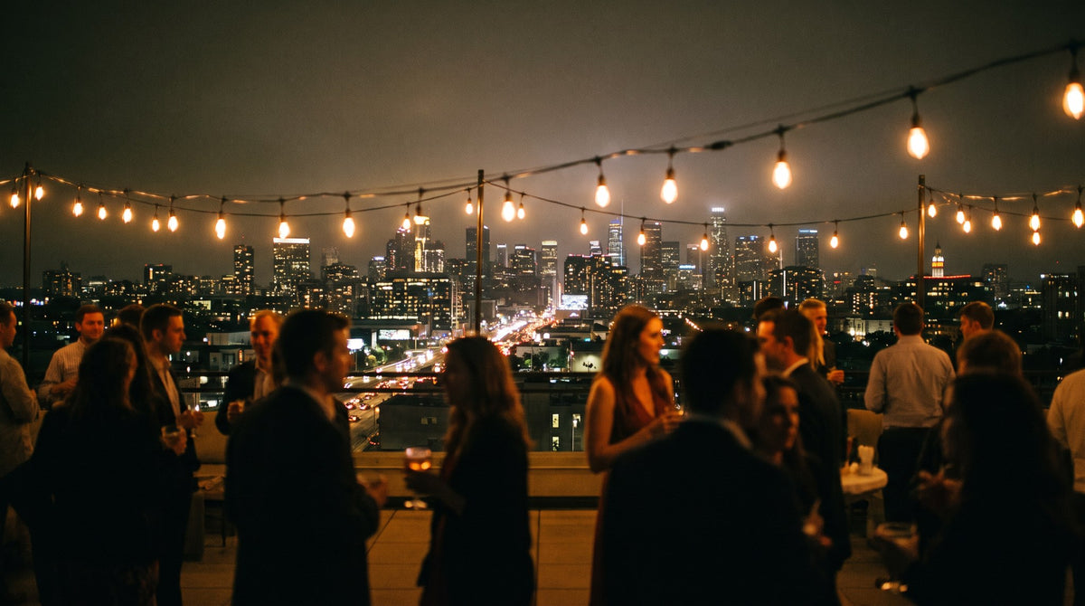 City Skyline Rooftop Party Wall Art Canvas