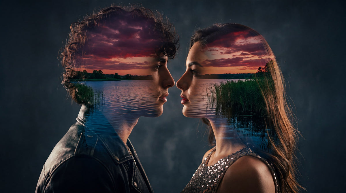 Lake Horizon Double Exposure Silhouette Art