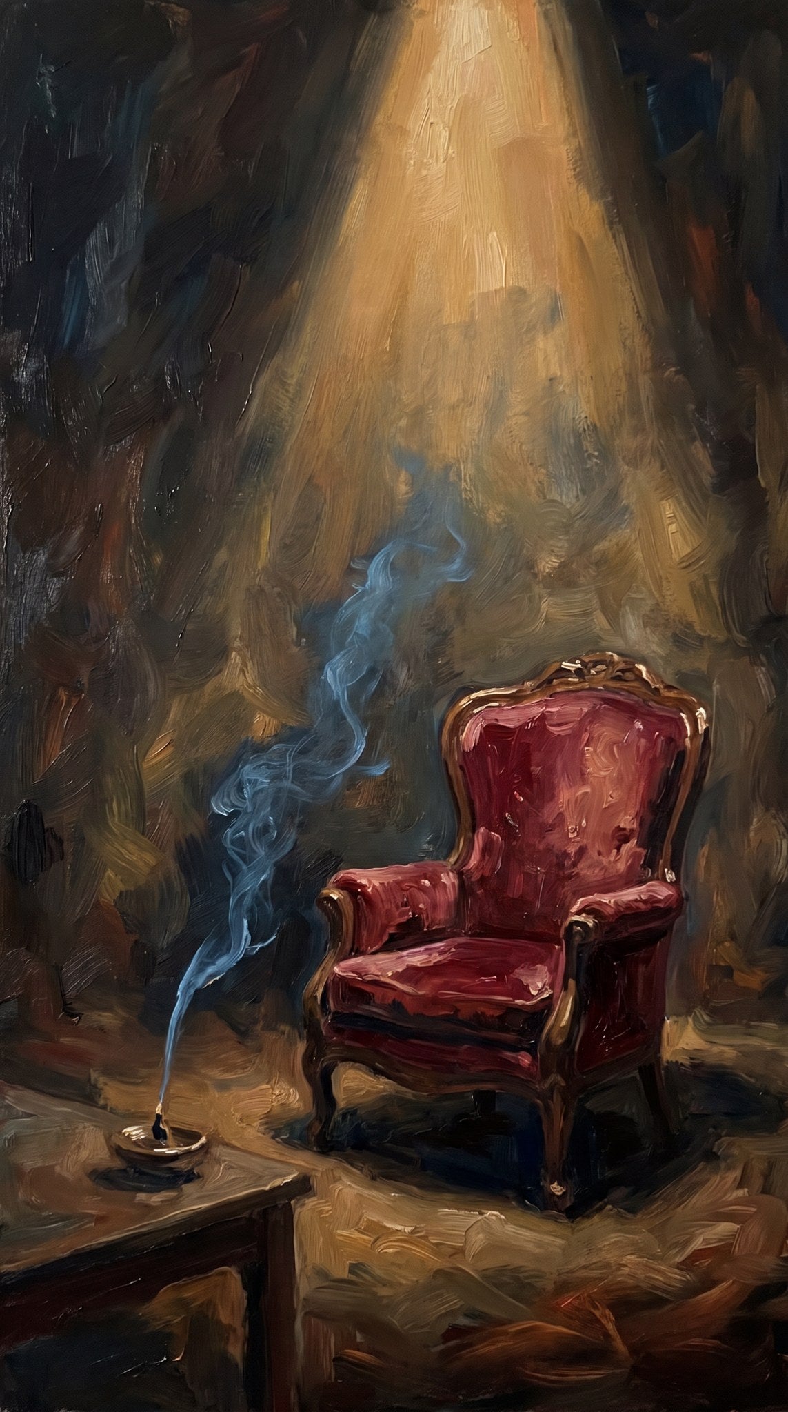 Solitude Velvet Armchair Oil Painting Art