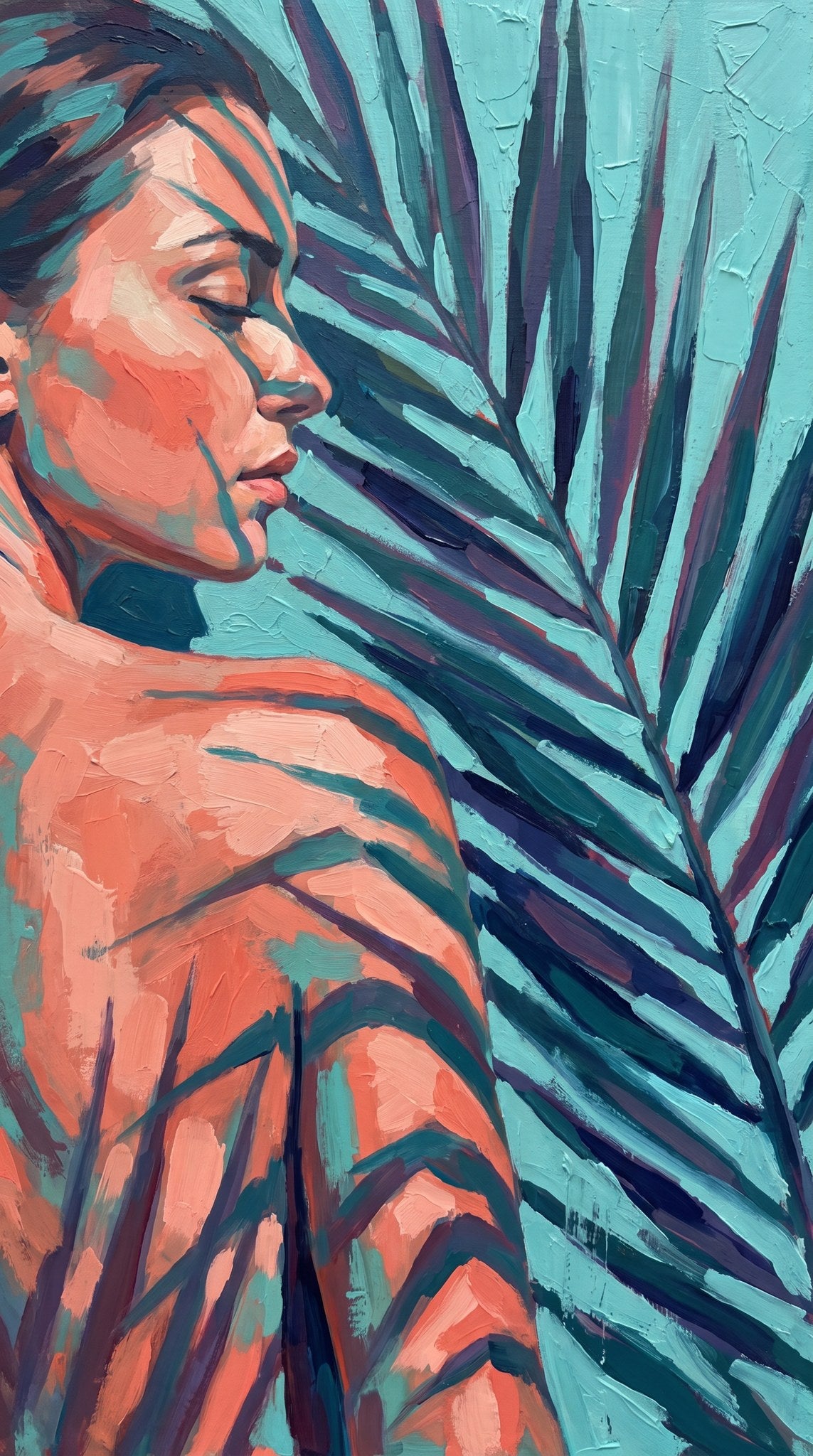 Tropical Sunlight Woman Art Print - Summer Palm