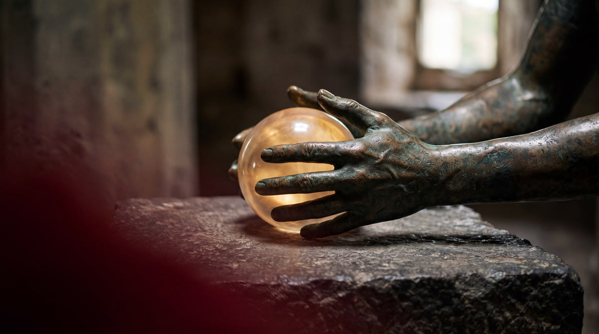 Mystic Scrying Orb Bronze Hands Art