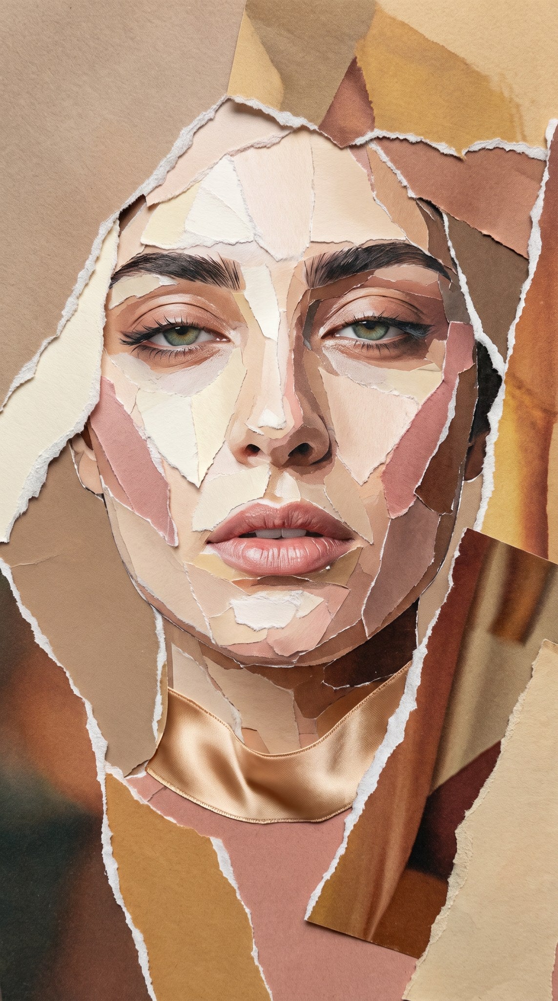 Paper Mosaic Portrait Art - Warm Tactile Muse