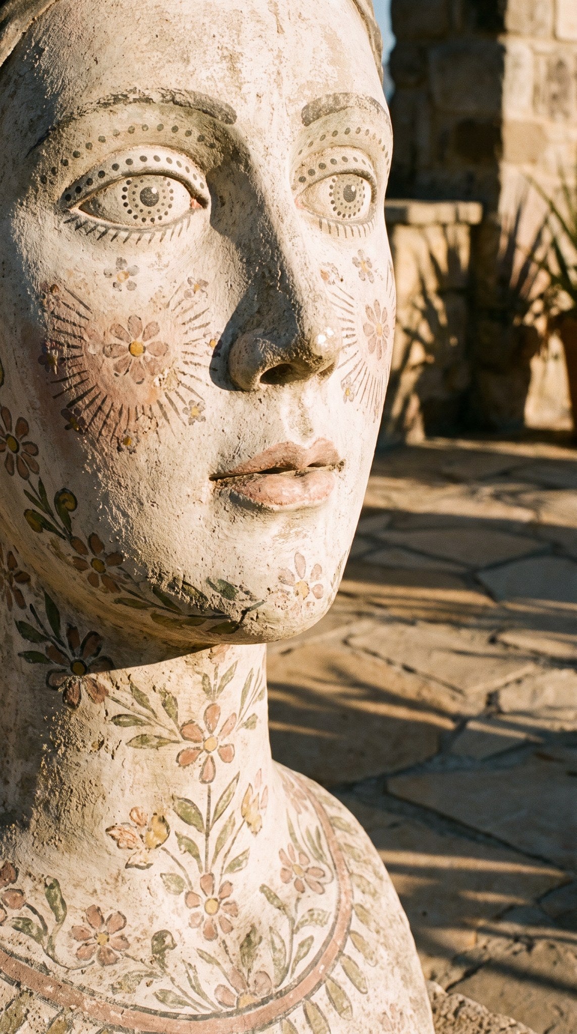 Ancient Clay Bust Mediterranean Portrait