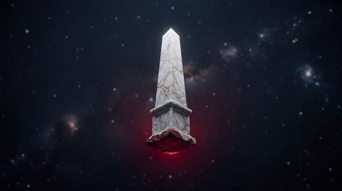 Cosmic Obelisk - Gilded Marble Monolith