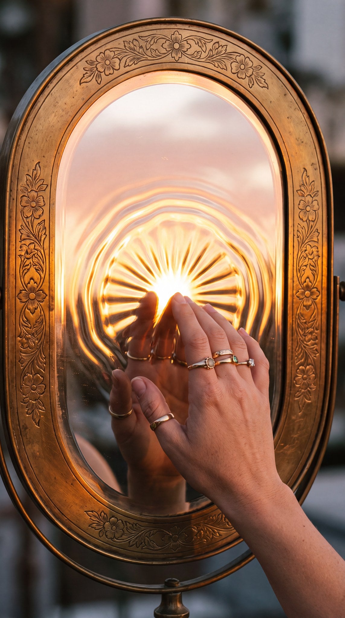 Golden Hour Portal Mirror Art