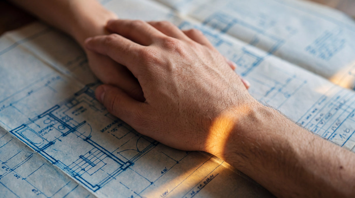 Blueprint Hands Intimacy - Architectural Study Art
