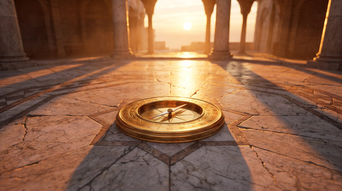 Golden Hour Compass Architectural Vista