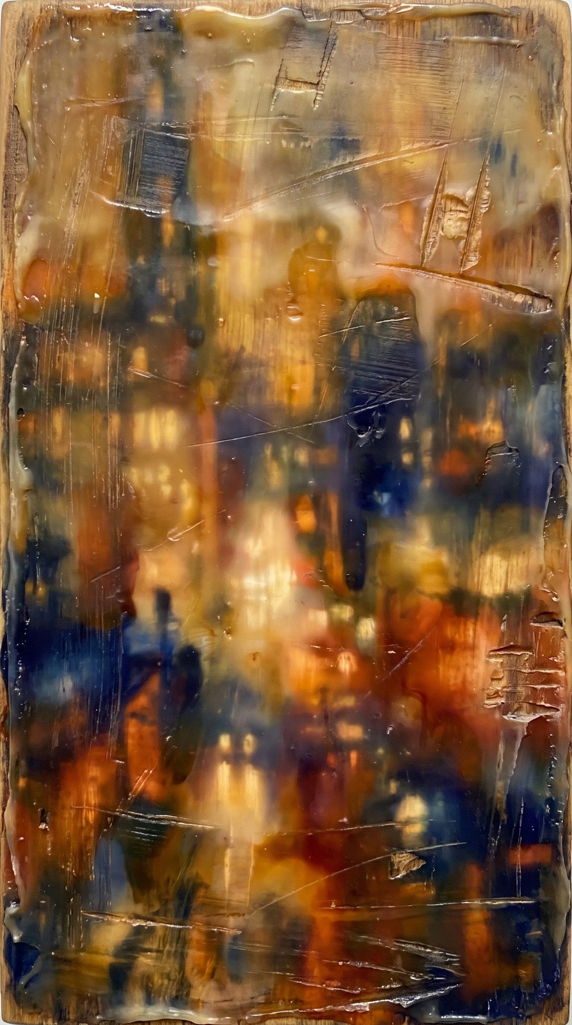 Amber & Indigo Textured Abstract Art