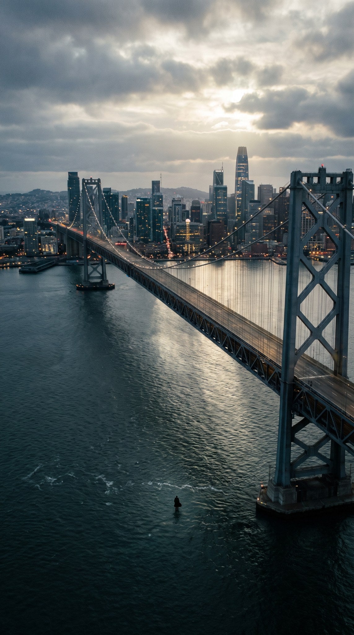 San Francisco Bay Bridge Art - Moody City Skyline