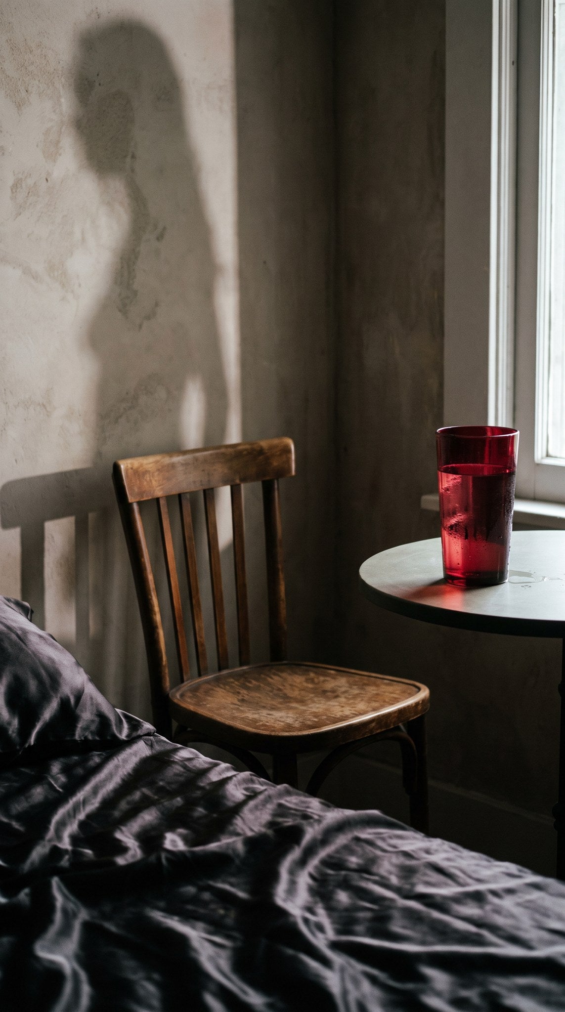 Crimson Glass and Bedside Shadows Art
