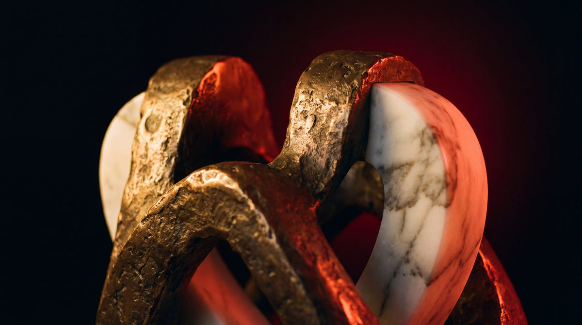 Interlocking Form Bronze & Marble Art