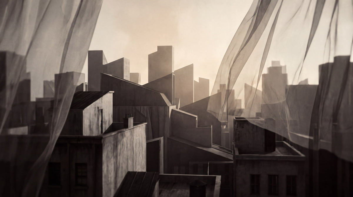 City Skyline Framing Window View Wall Art