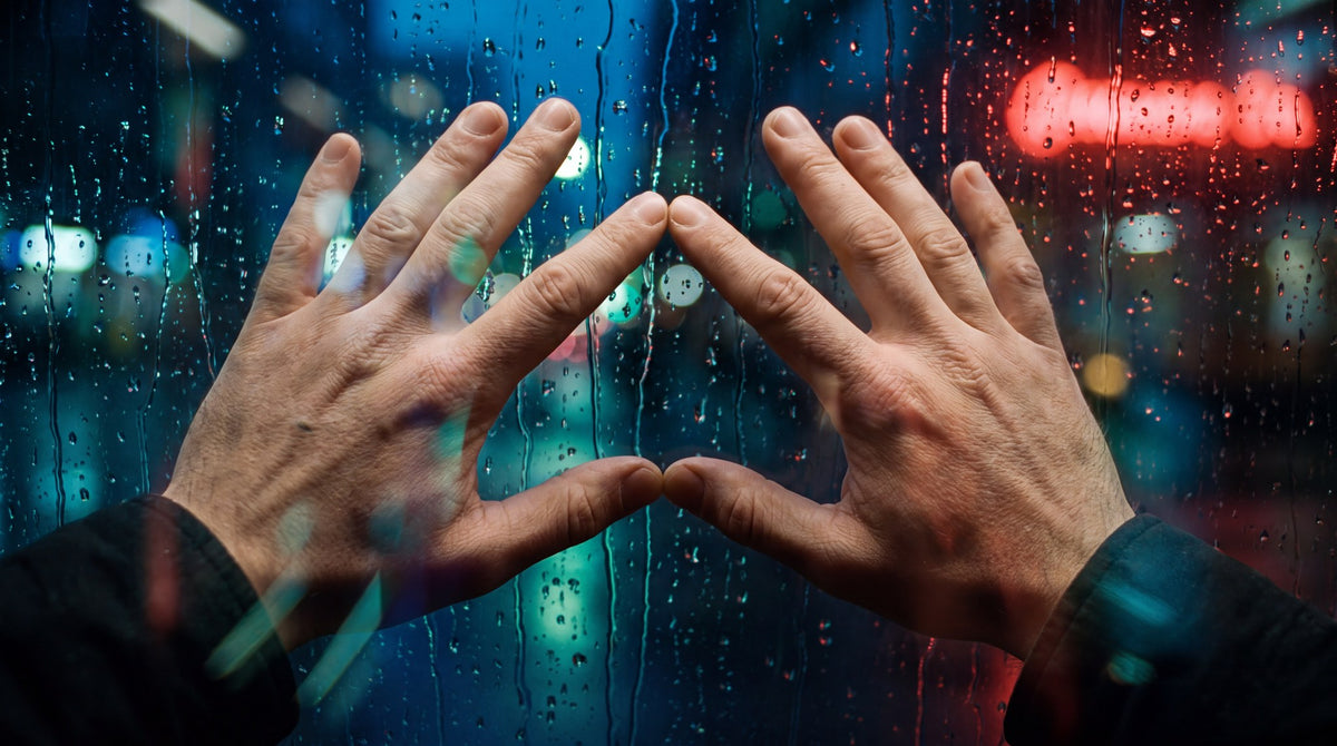 City Window Rain Reflection Art