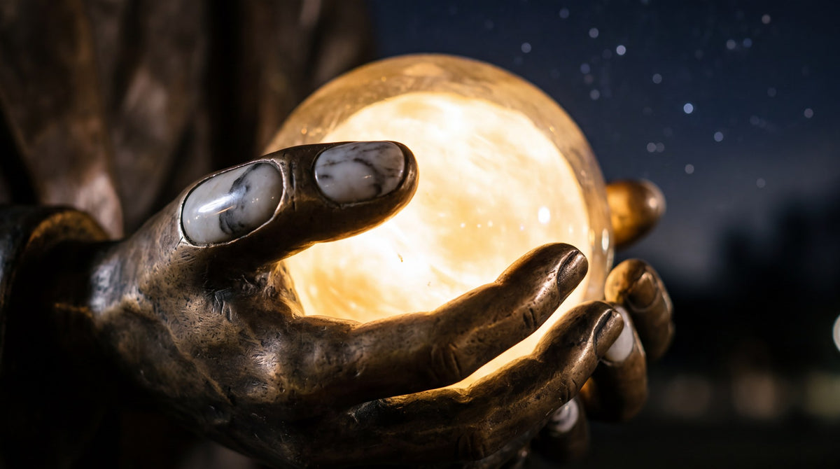 Celestial Orb Bronzed Palm Fine Art