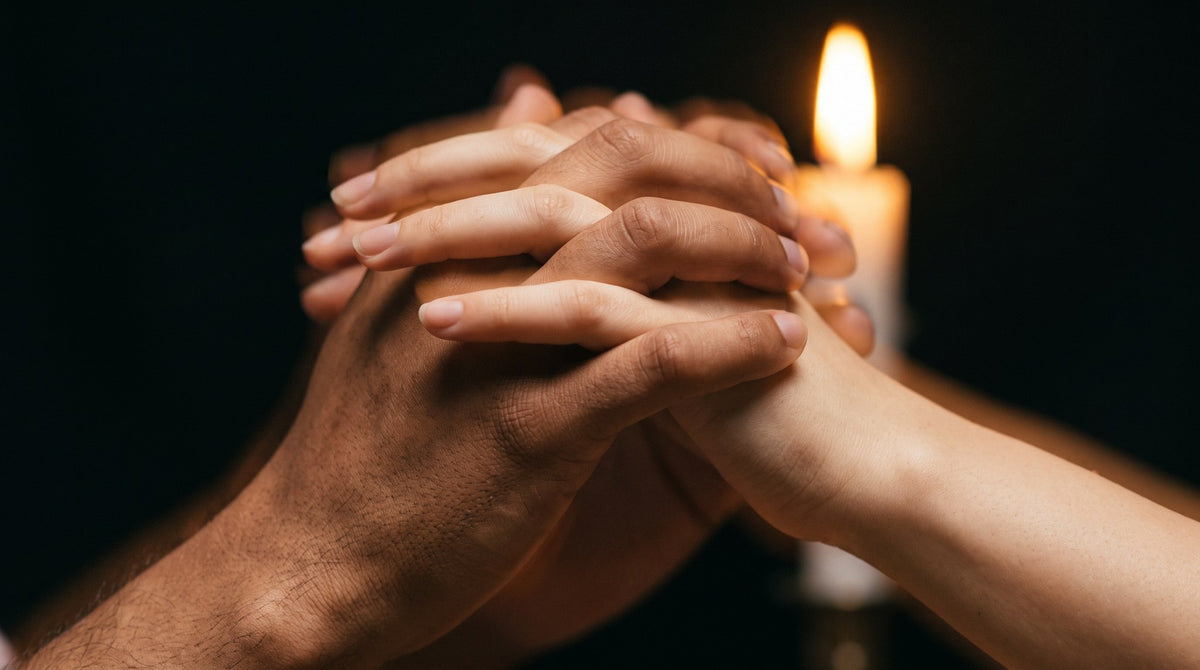 Sacred Glow - Devotional Intertwined Hands