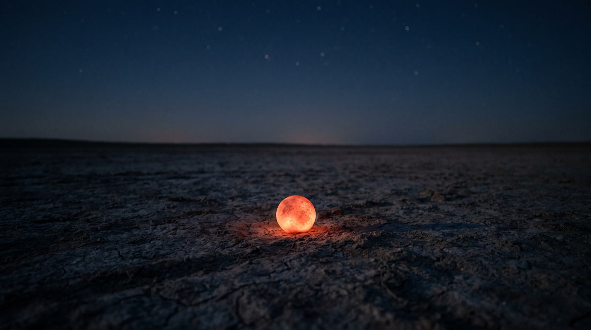 Glowing Celestial Orb in Night Desert Wall Art