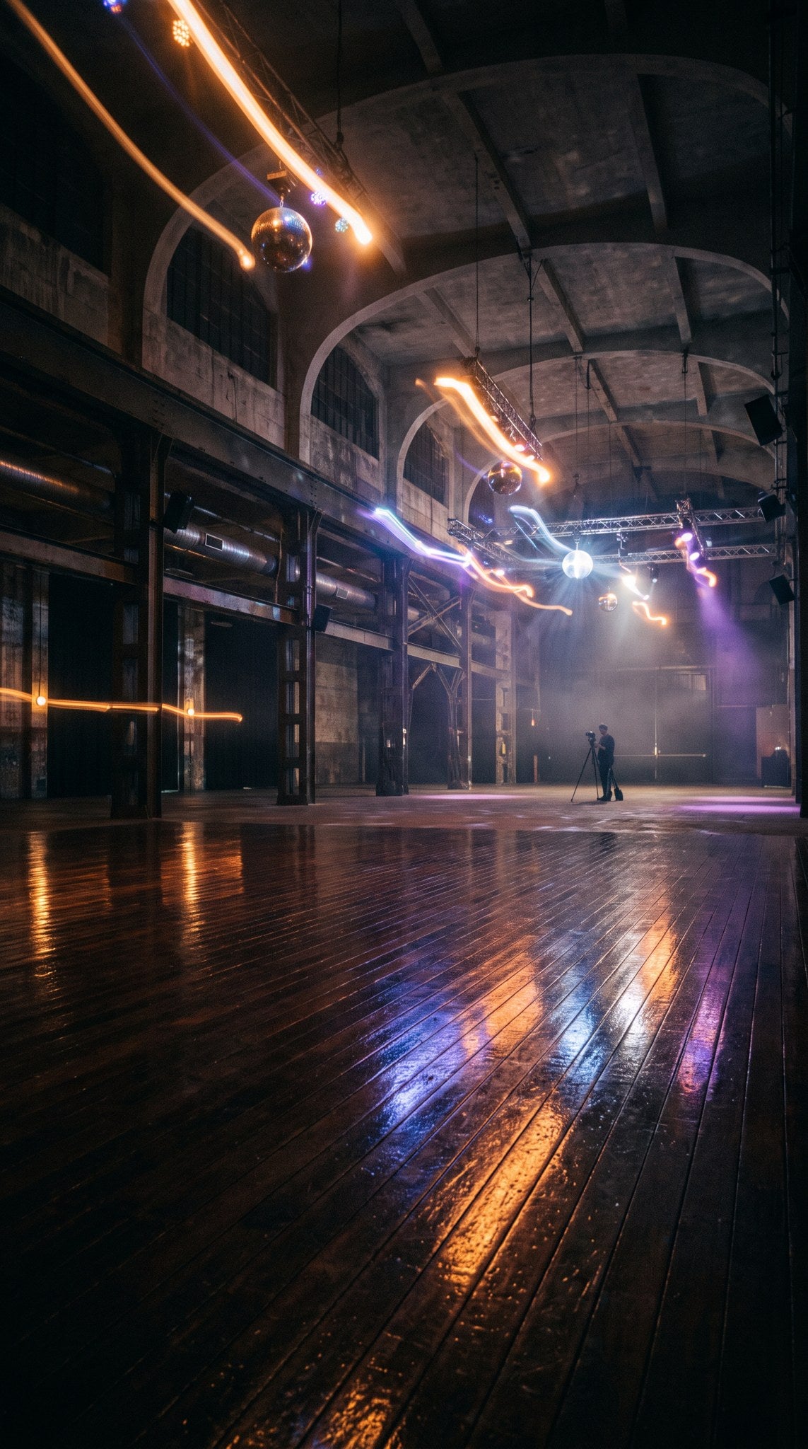 Industrial Warehouse Light Trails Wall Art