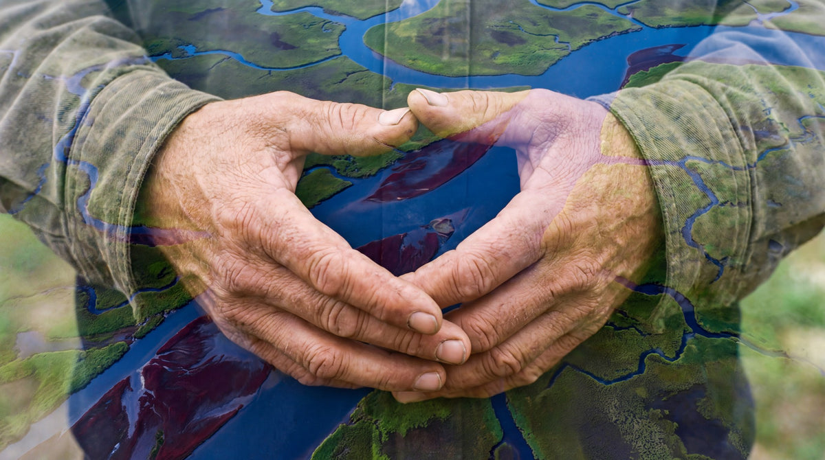 Earth Guardian Hands Double Exposure Artwork