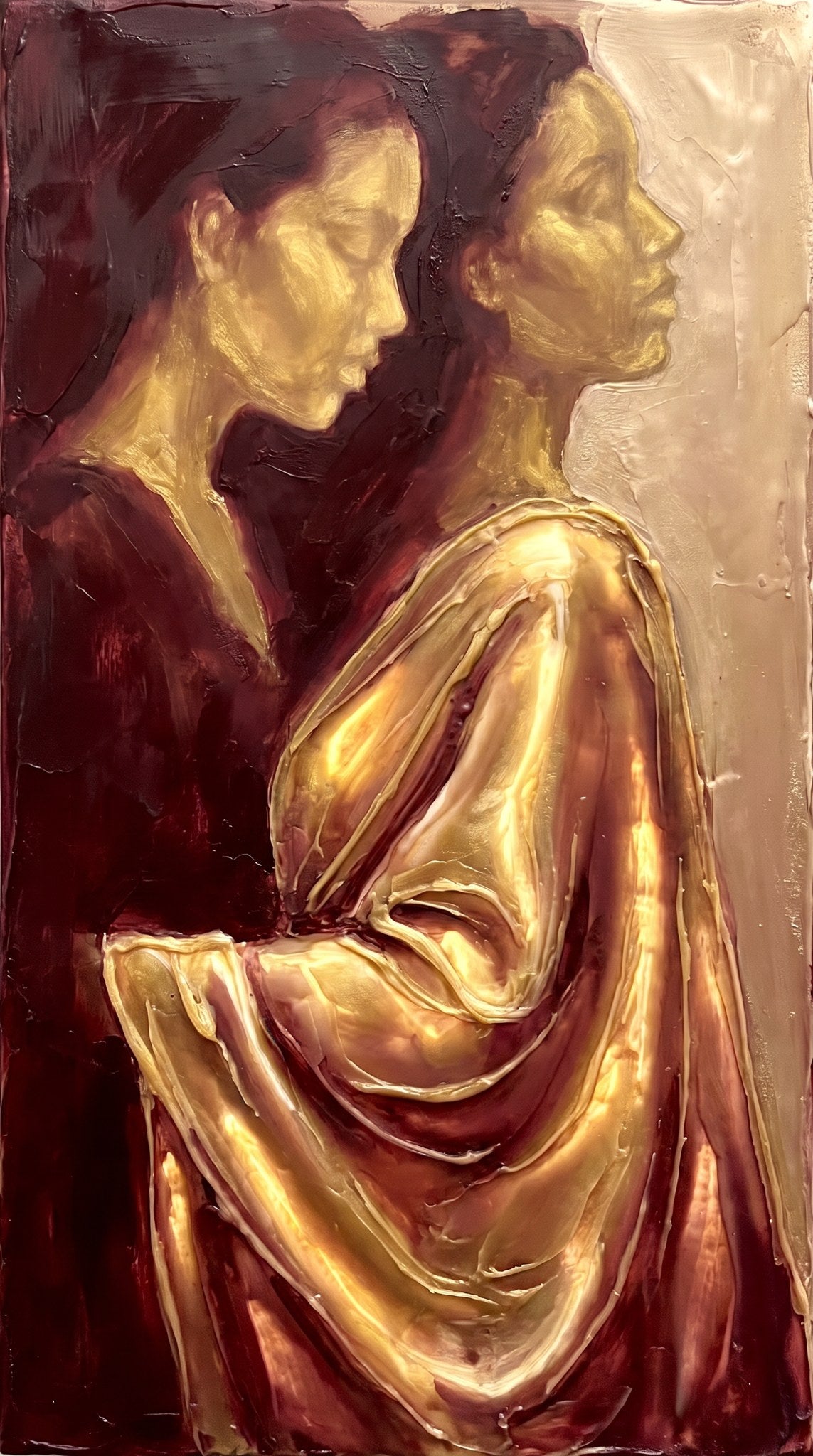 Gilded Divine Muses Impasto Art