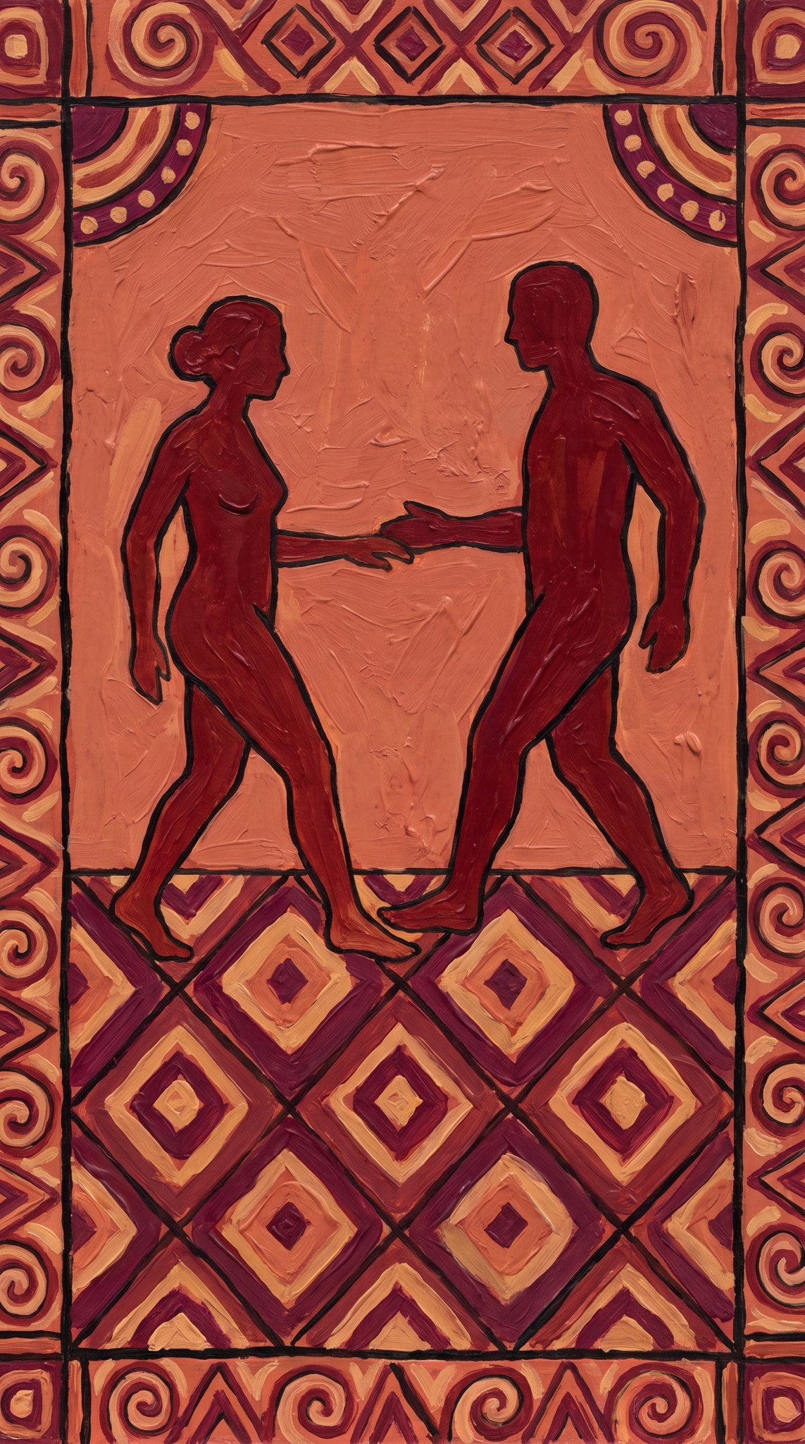 The Meeting - Terracotta Antiquity Mural