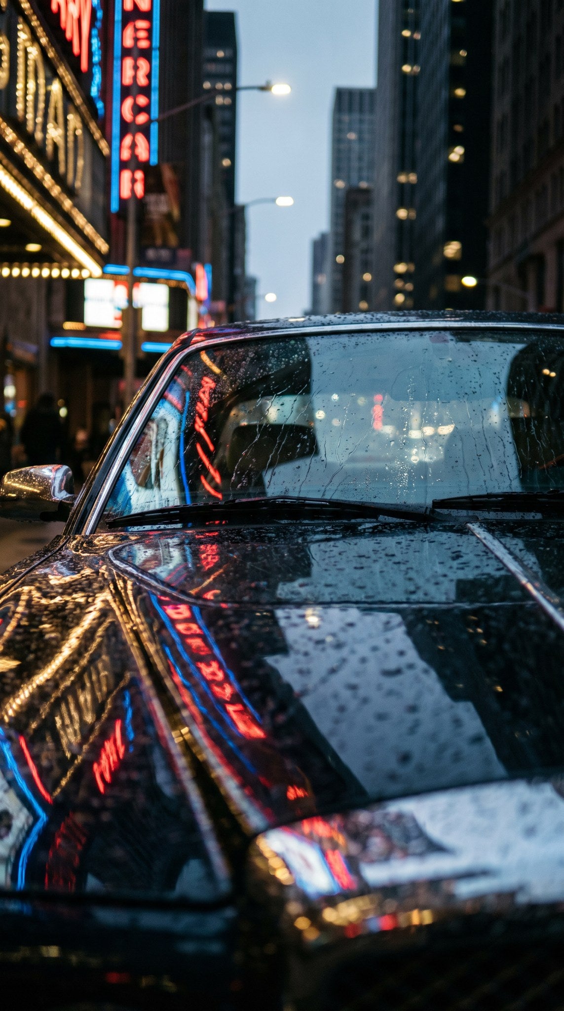 Rainy Neon City Street View Artwork
