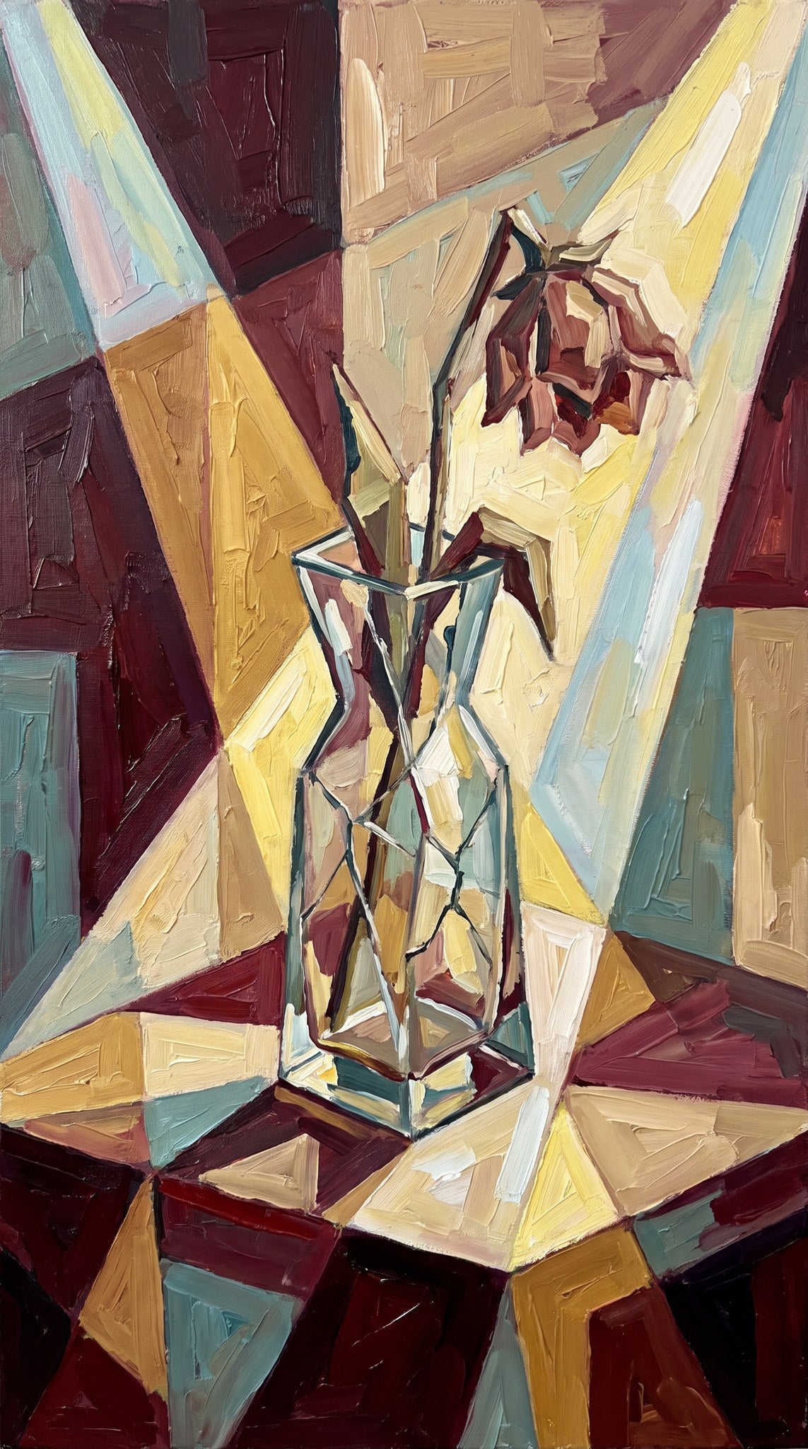 Cubist Rose Still Life Art Print