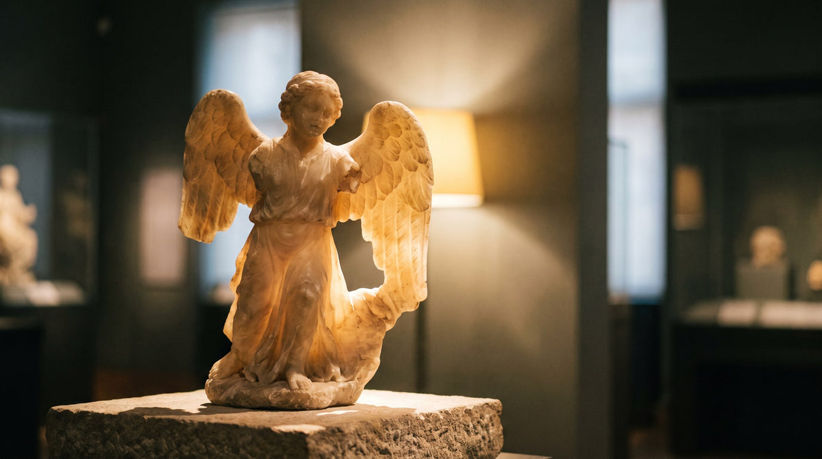 Luminous Marble Seraph Angel Sculpture