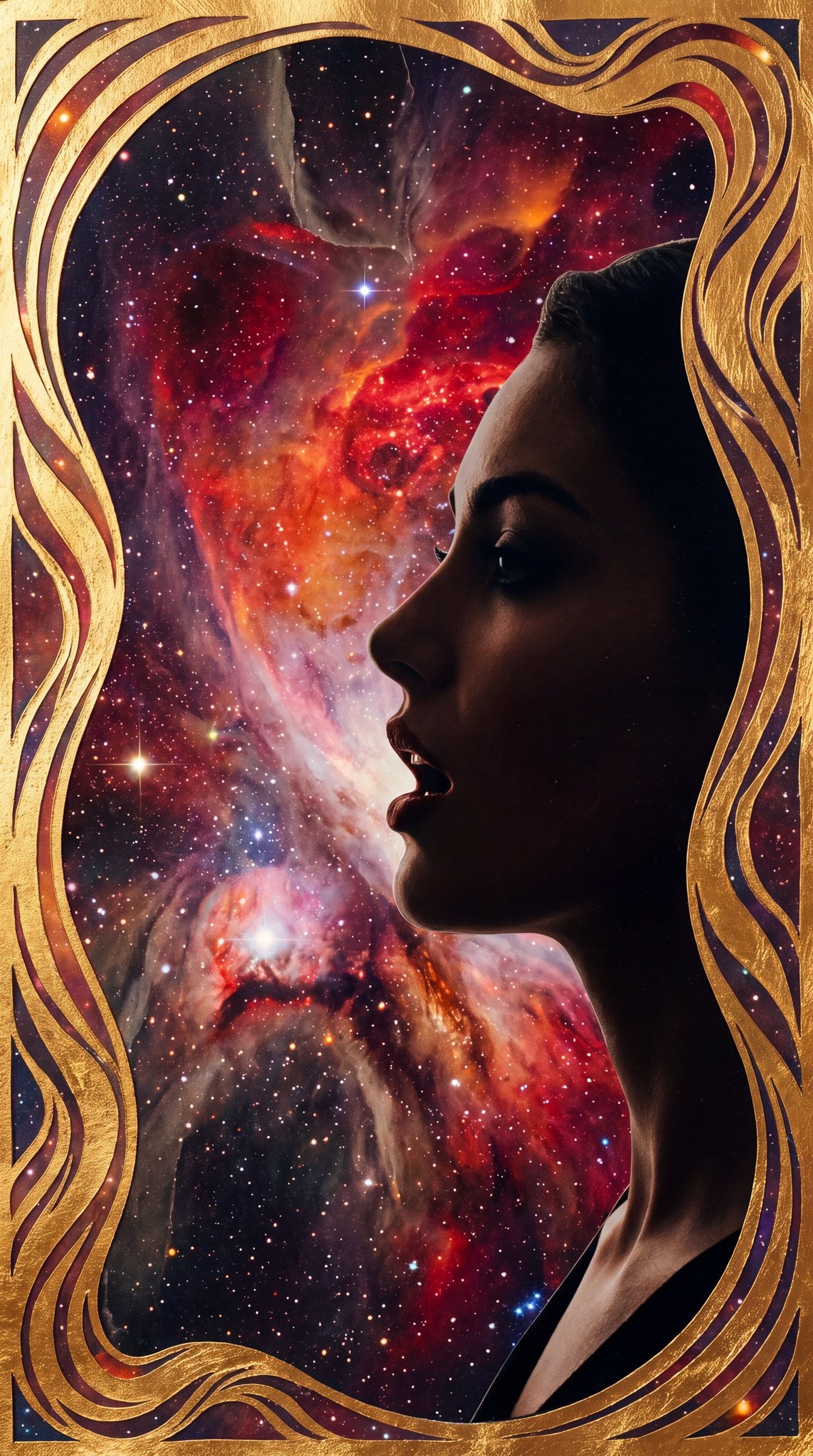 Celestial Muse Art Nouveau Cosmic Nebula Art