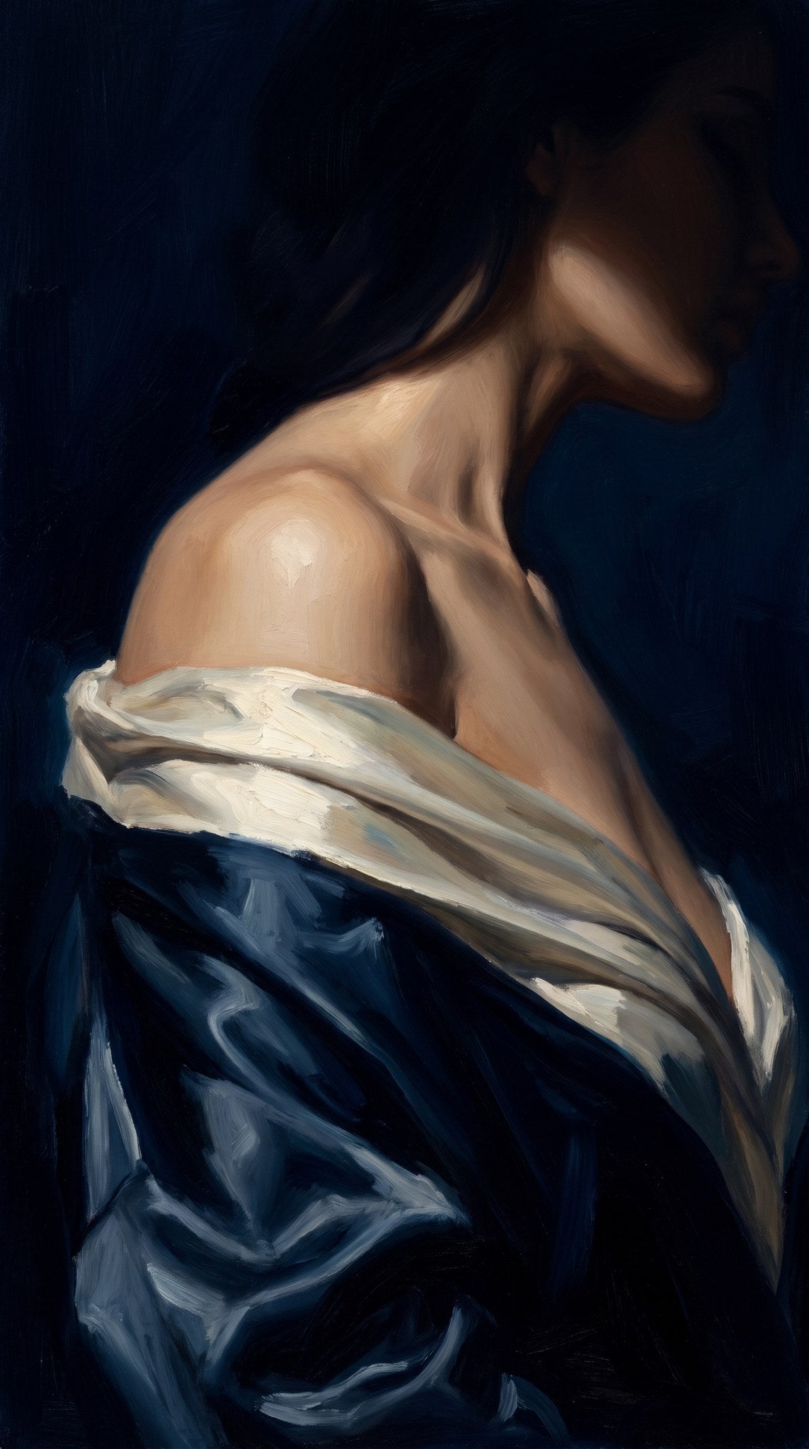 Nocturne Muse Chiaroscuro Oil Painting Art