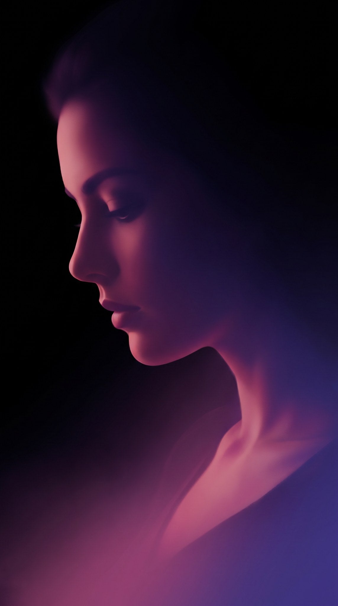 Violet Reverie Moody Silhouette Portrait