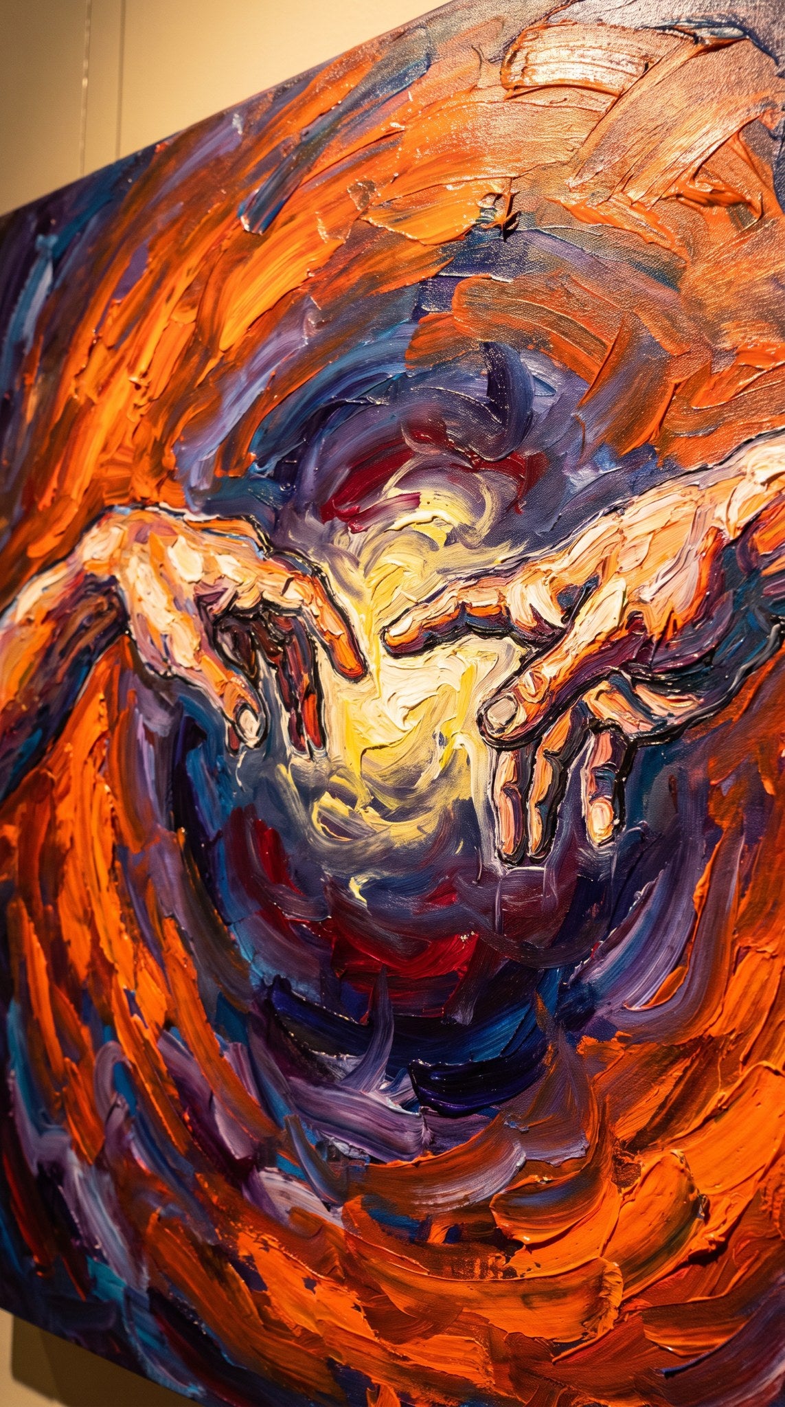 Cosmic Hands Impasto Oil Art