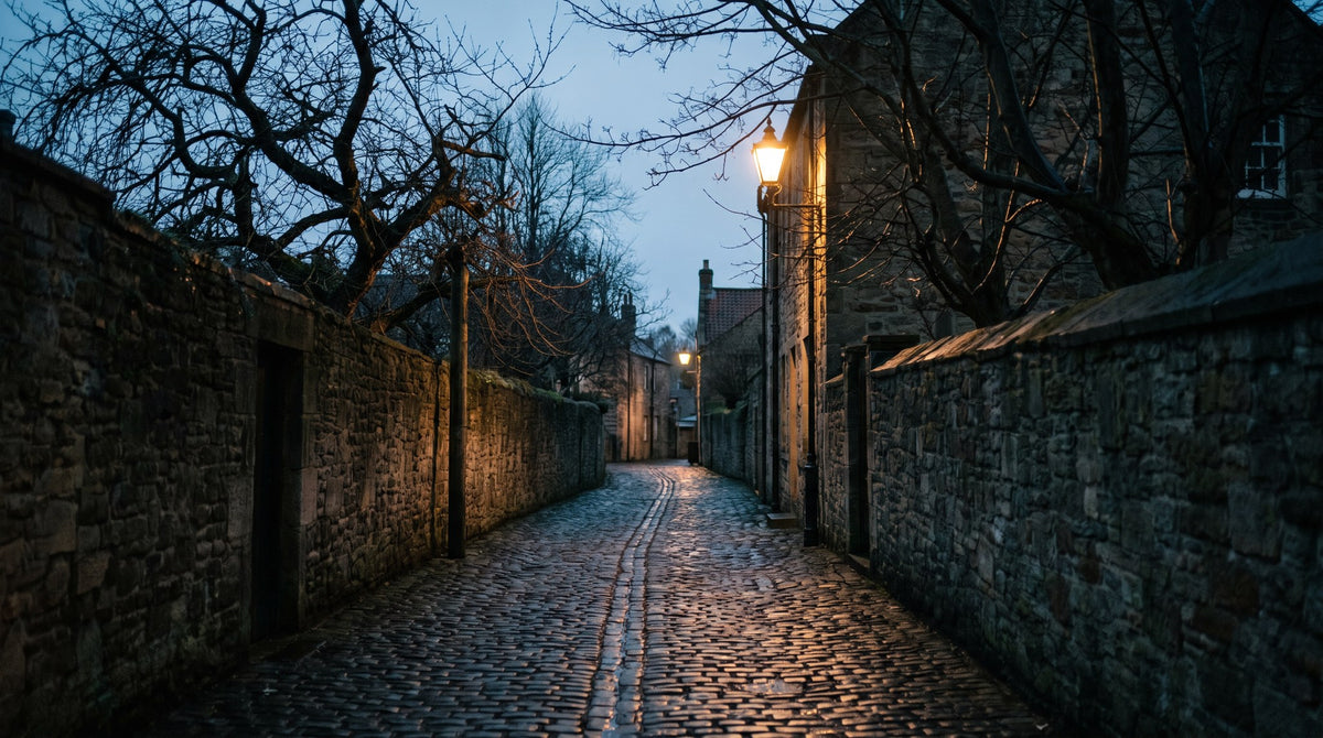 Cobblestone Twilight Moody Alley Art