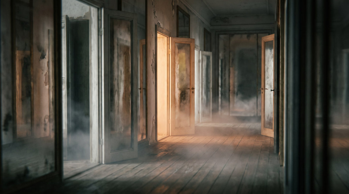 Liminal Echoes Cinematic Hallway Art