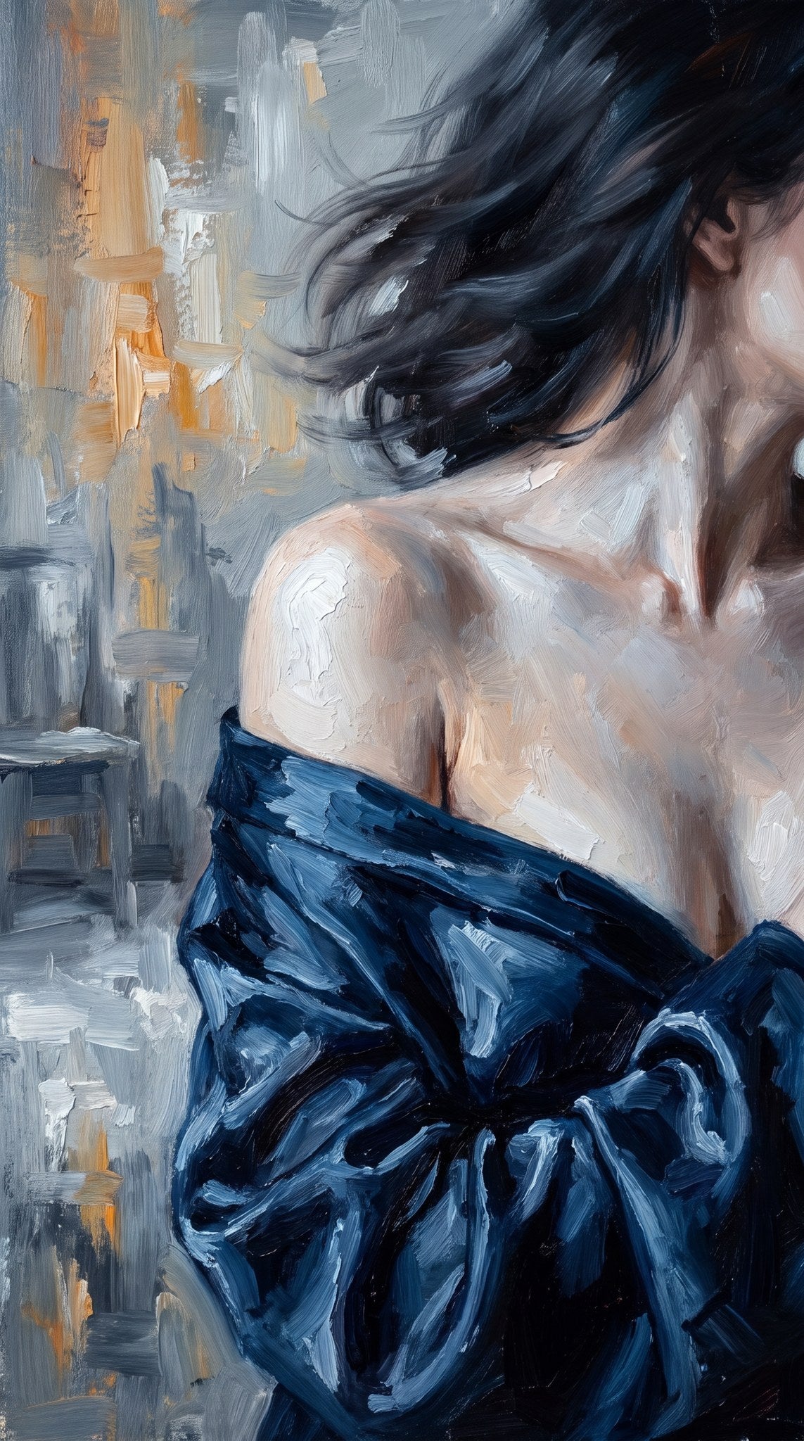 Midnight Reverie Impasto Figurative Art