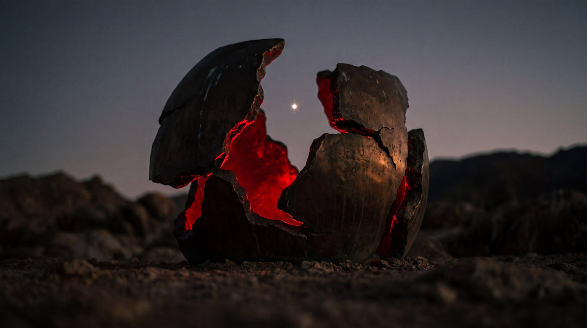 Midnight Embers Fractured Cosmic Sphere Art