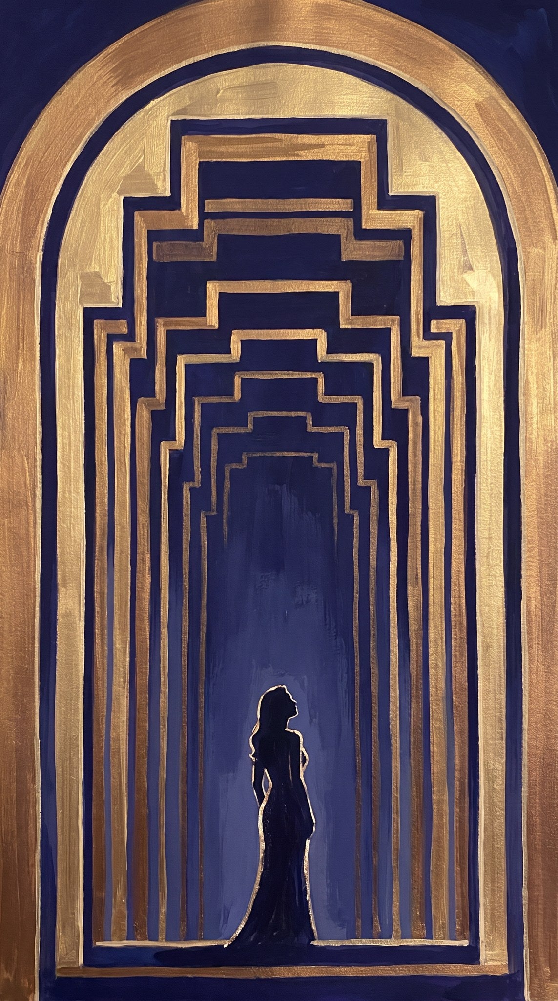 Golden Archway Midnight Silhouette Art
