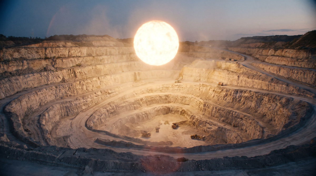 Industrial Sun Quarry Celestial Landscape