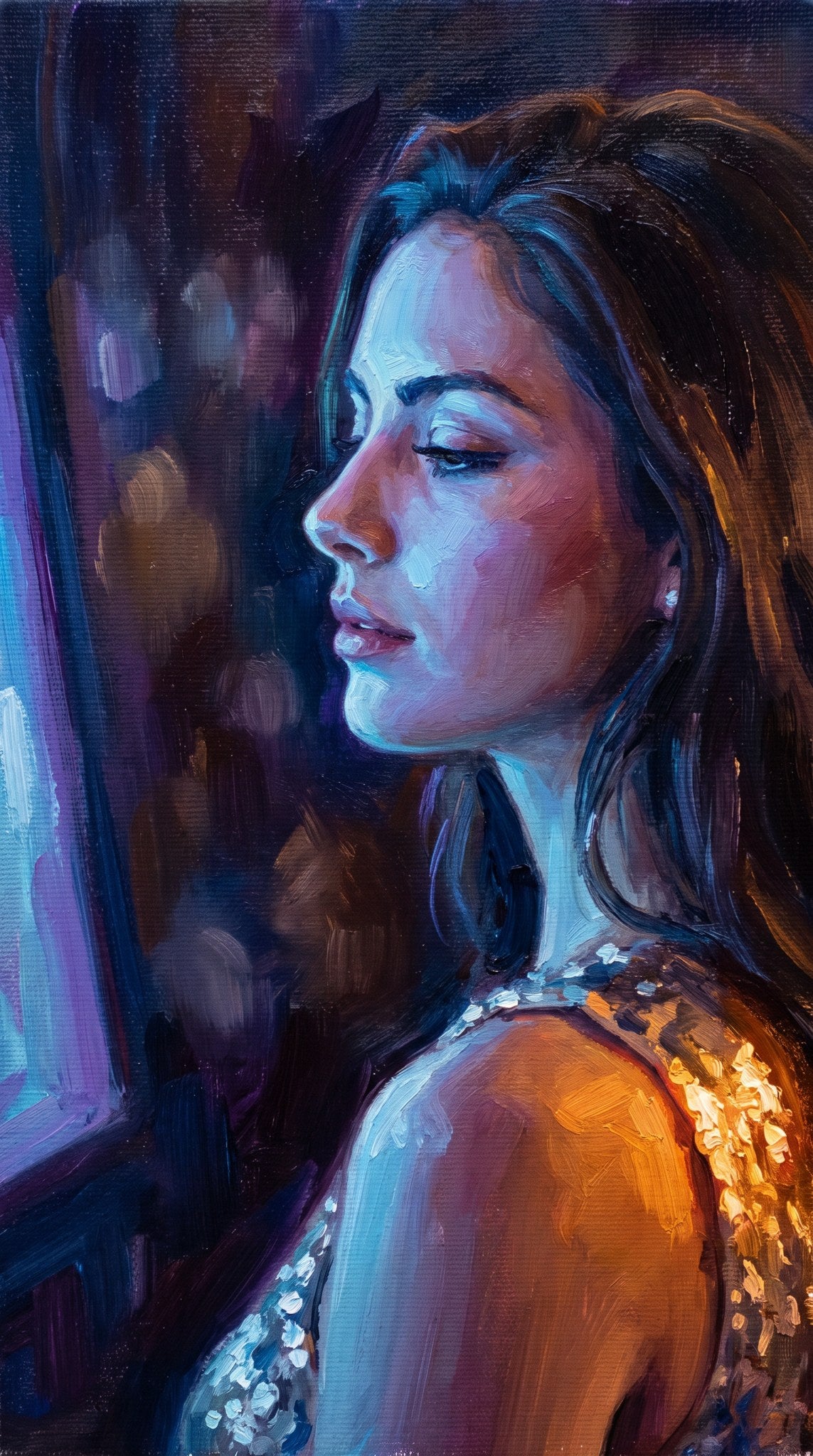 Nocturne Glow Oil Portrait Fine Art