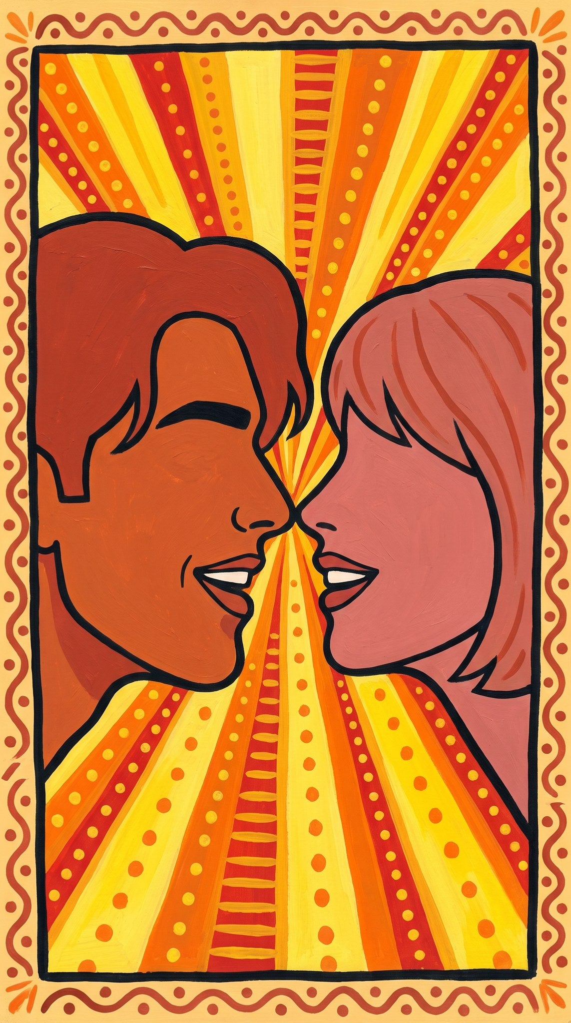 Retro Sunburst Lovers Pop Art
