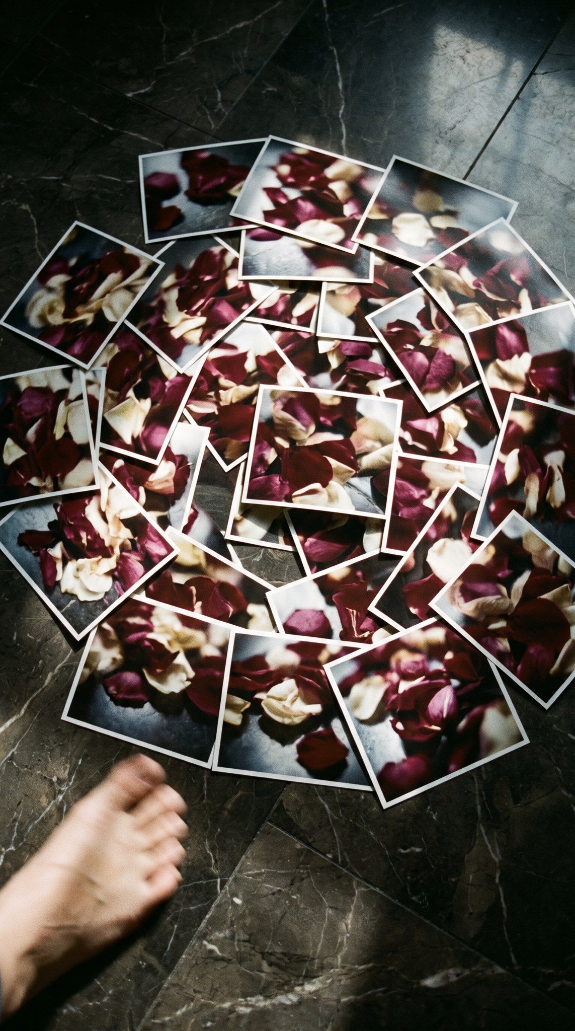Crimson Echoes Rose Petal Mosaic