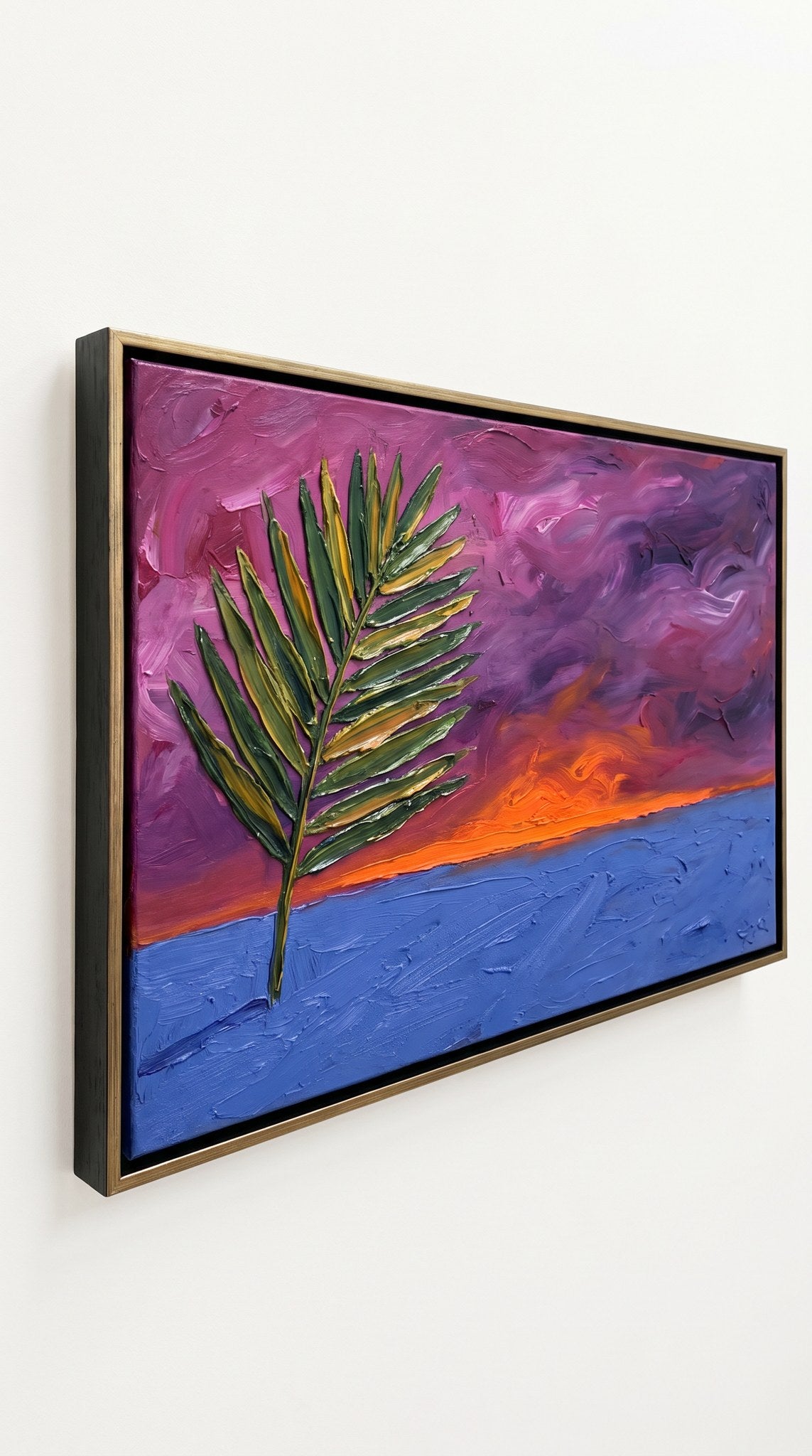 Chromatic Horizon Palm Impasto Art