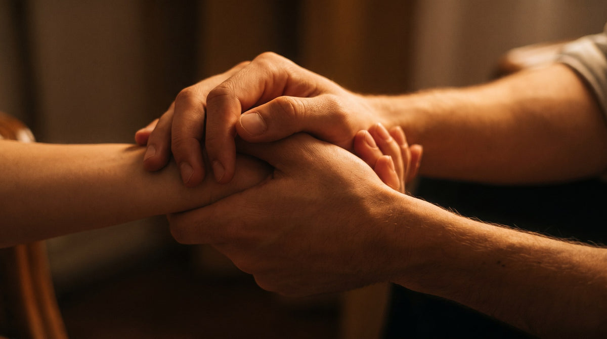 Quiet Comfort Holding Hands Cozy Portrait