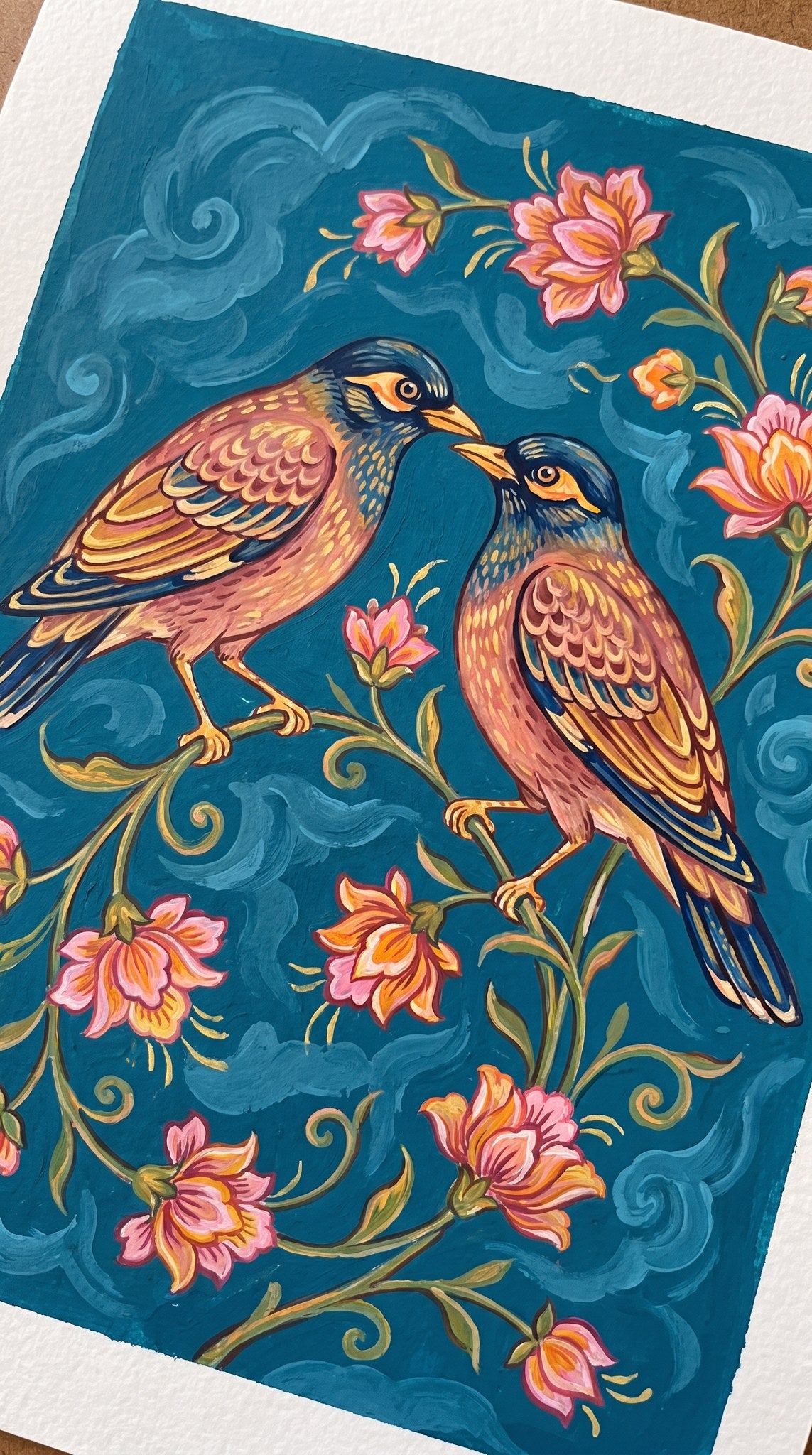 Persian Songbirds Botanical Folk Art
