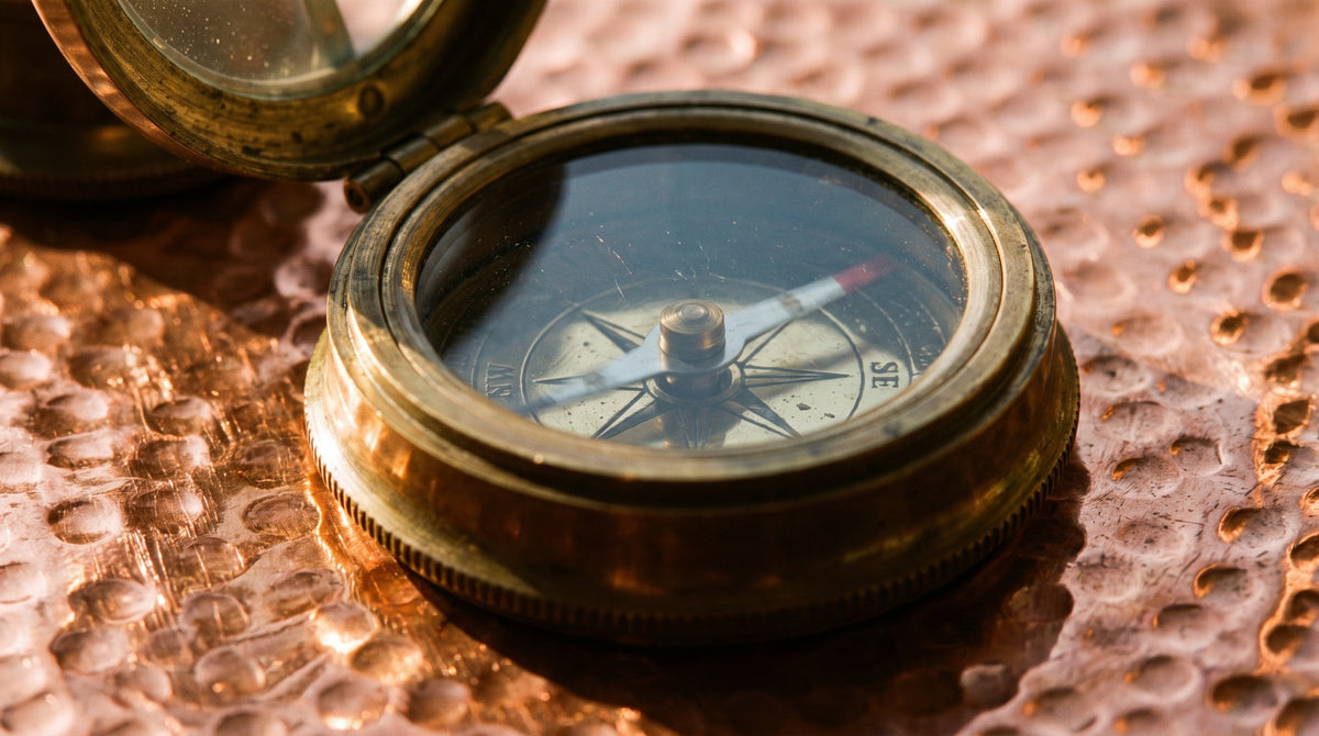 Vintage Brass Compass Navigator Art