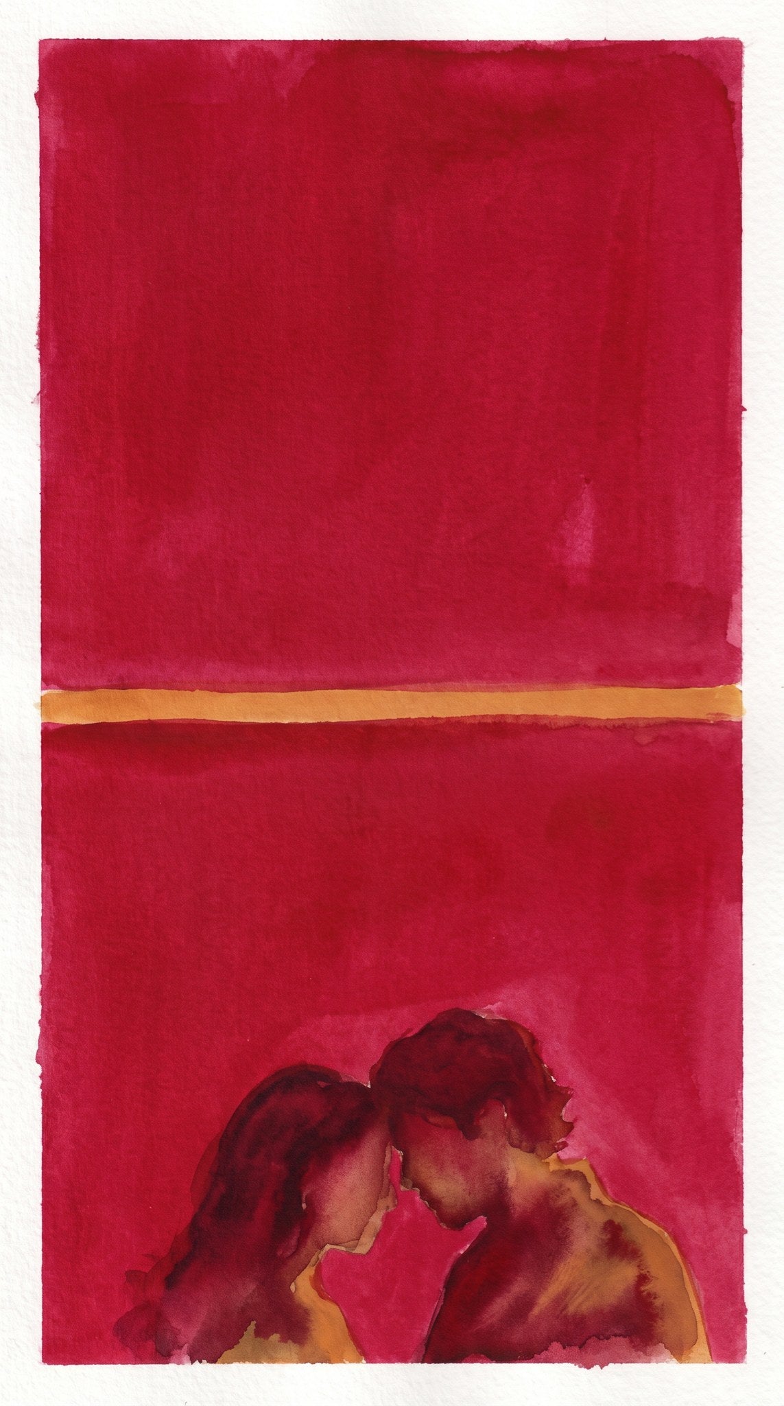 Crimson Romance Watercolor Portrait