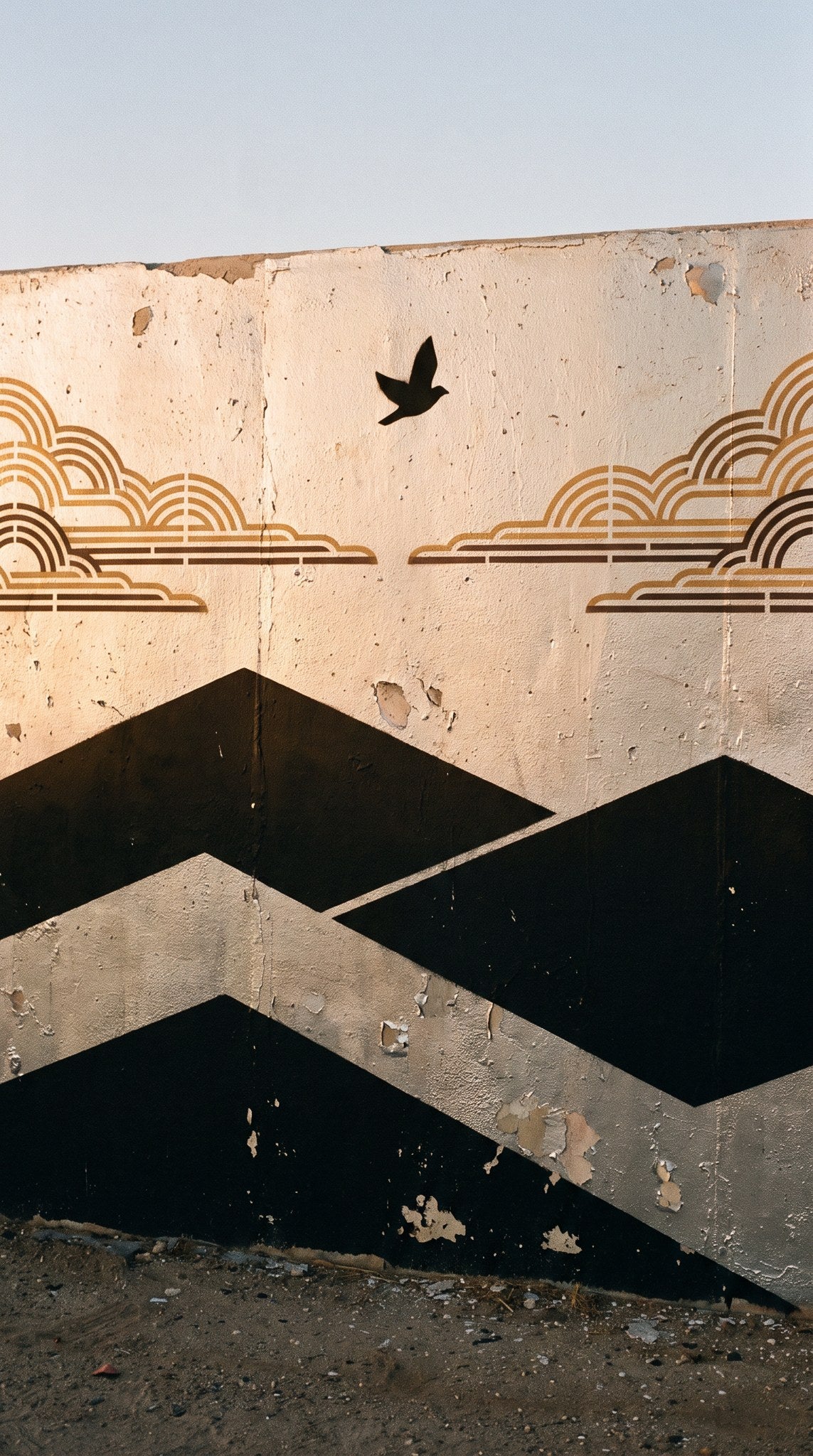 Linear Horizons Minimalist Mountain Mural